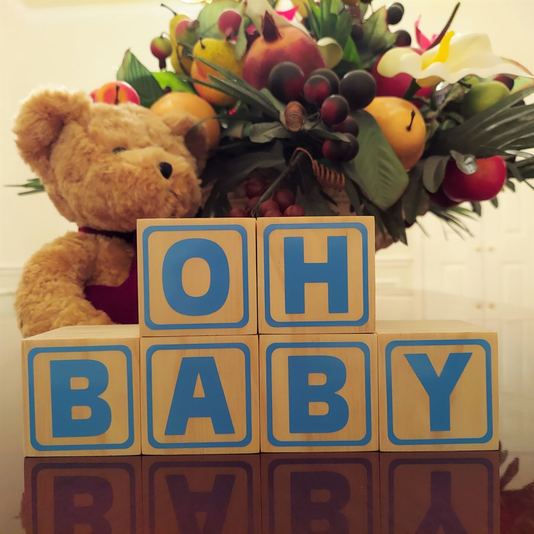 OH BABY Sign Little Blocks (Wooden/Small1.8) for Baby Shower Party Table  Centerpiece Decoration, Gender Reveal Letters Guestbook Keepsake