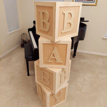 Load image into Gallery viewer, Party Prop - ABC123 Large Wooden Blocks/Baby Number And Letter Blocks/Large Wooden Alphabet And Number Blocks (All Four Sides Framed &amp; Lettered/Numbered), 14&quot; x 14&quot;