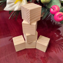 Load image into Gallery viewer, Party Prop/Decor - 6 Unfinished Solid Wood Blocks/Cubes For Baby Shower Activity/Wedding/School Projects, 2.25&quot; x 2.25&quot;