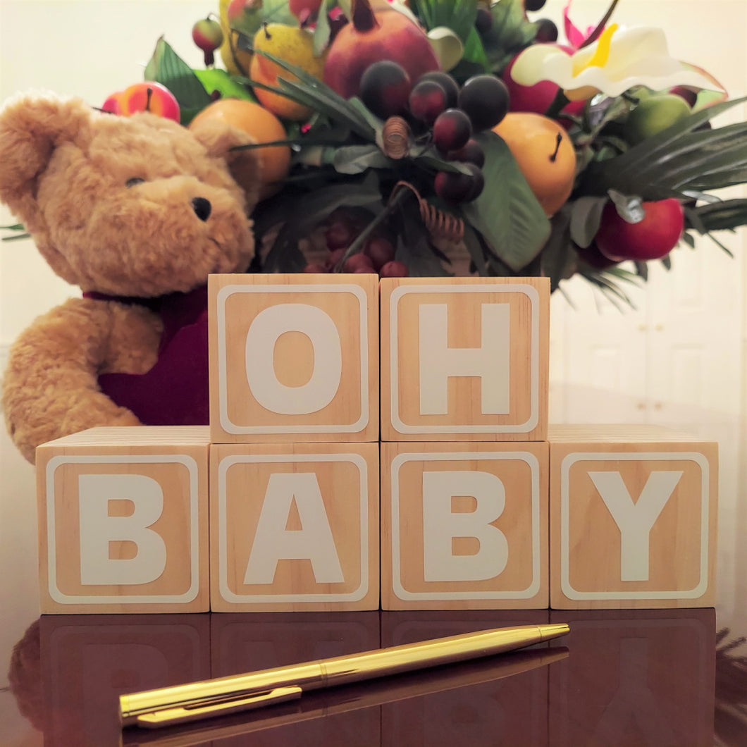 Party Prop/Decor - Oh Baby Wooden Guest Book Blocks, Baby Shower Guest Book, Baby Shower Decor, 2.25