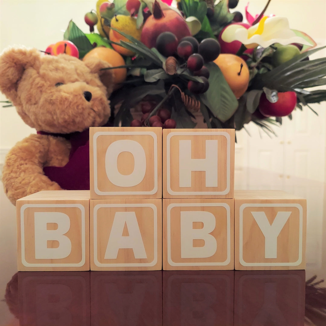 Party Prop/Decor - Oh Baby Wooden Guest Book Blocks, Baby Shower
