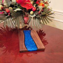 Load image into Gallery viewer, Cheese Board/Tray - Classic Walnut And Cobalt Blue Resin
