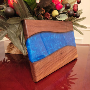 Cheese Board/Tray - Classic Walnut And Cobalt Blue Resin