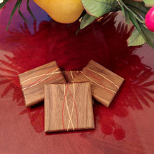 Load image into Gallery viewer, Coasters: Wooden - Made From Walnut, Maple And Exotic African Padauk Woods (Style F)