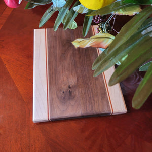 Mini Cheese Board/Tray - Classic Walnut With Maple And Exotic African Padauk Woods